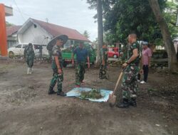 Anggota Koramil 1405-05/Mallusetasi Bersama Perangkat Desa Melaksanakan Jum’at Bersih Dikantor Desa Pao-Pao