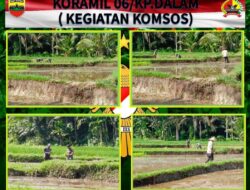 Babinsa Koramil 06/Kampung Dalam Komsos Di Sawah Sambil Bantu Warga Tanam Padi