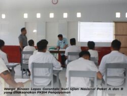 Warga Binaan Lapas Gorontalo Ikuti Ujian Nasional Paket A dan B yang dilaksanakan PKBM Pengayoman