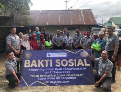 Bakti Sosial HBP Ke-61, Lapas Banjarbaru Bagikan Sembako untuk Warga Kurang Mampu di Desa Sungai Tiung