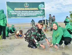 PEDULI KELESTARIAN LINGKUNGAN, PERSIT KODIM MERAUKE TANAM RATUSAN MANGROVE DI PANTAI PAYUM