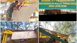 Personil Koramil 02/Simeulue Tengah Karya Bakti Renovasi Musholla Makam Teuku Diujung Bersama Masyarakat.