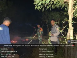 Bersatu Melawan Api, Babinsa, Bhabinkamtibmas, Damkar dan Masyarakat Padamkan Kebakaran di Suppa